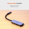 Porodo 3 in 1 Aluminum USB-C to HUB