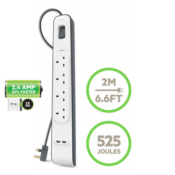 Belkin Surge Plus 4 2USB Multi Power Strip
