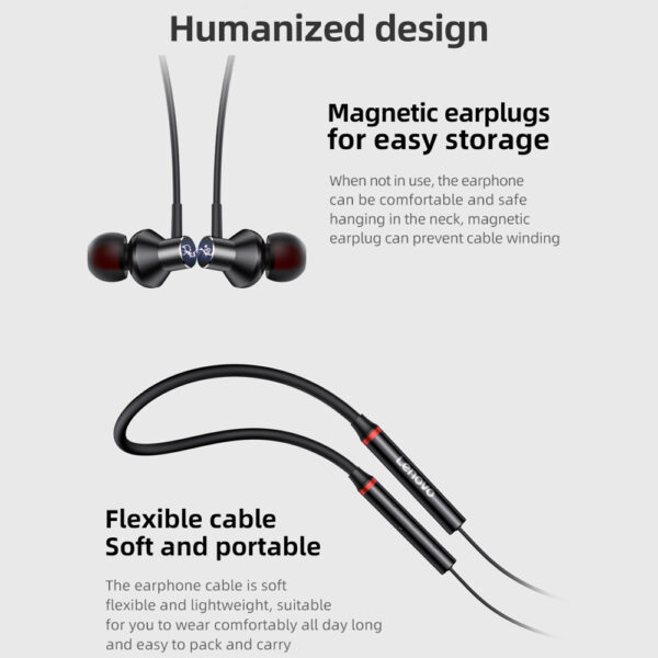 Lenovo HE05x Sports Magnetic Wireless Neckband Earphones