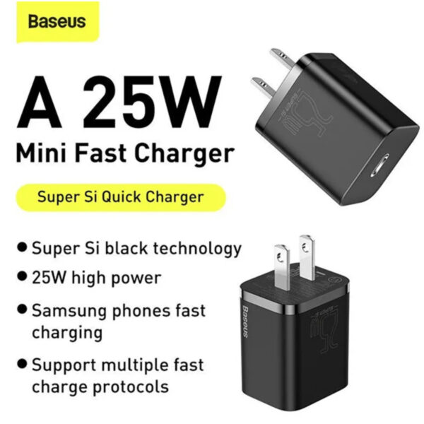 Baseus Super Si Quick Charger 25W 2pin Type-C Charger Set